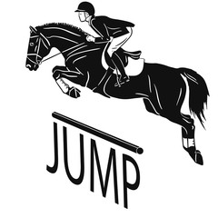 Equestrian sport, show jumping, eventing. An image of a rider jumping on a horse.