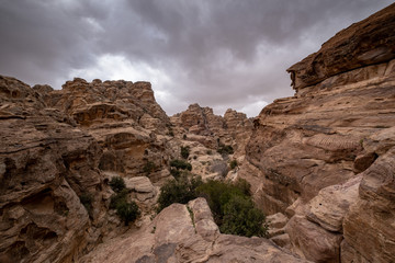 Stone formation landscape in Little Petra Jordan