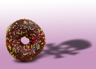 Donut Schatten Totenkopf Hintergrund rosa