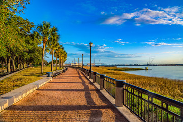 Naklejka premium Waterfront Park w Charleston, Karolina Południowa, USA