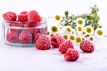 Raspberries with flowers