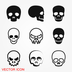 Skull icon vector sign symbol for design
