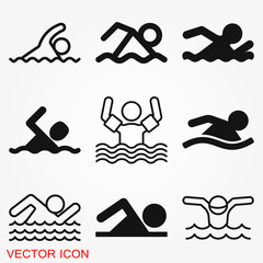 Swimming icon vector sign symbol for design