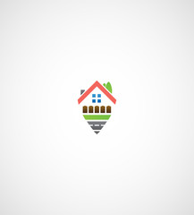 House in the form a geo tag logo.