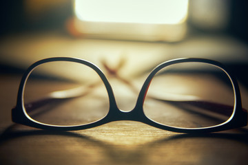 glasses on a wooden table