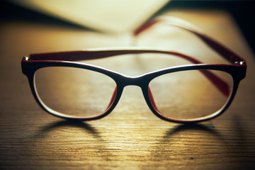 glasses on a wooden table