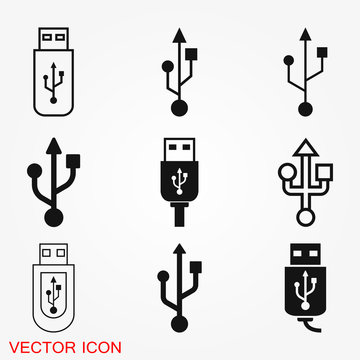Usb icon vector sign symbol for design
