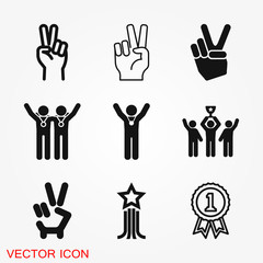 Fototapeta premium Victory icon vector sign symbol for design