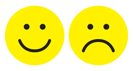 Happy and sad face icons.