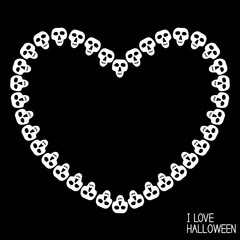 Happy Halloween card with skull's heart
