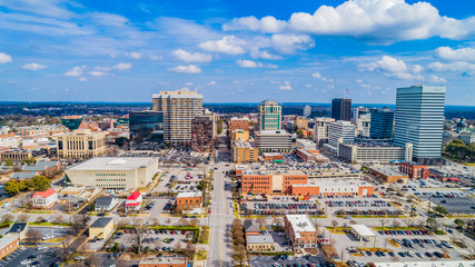 Downtown Aerial Panorama of Columbia, South Carolina, USA
