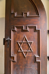Star of David on a wooden door