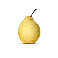 Fresh ripe pear, yellow color,single, fruit  isolated on white background