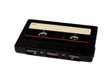 Obraz premium Audio retro vintage analogue cassette tape isolated on white 80s 90s style