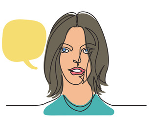 continuous line drawing of beautiful woman on white background