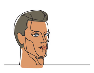 continuous line drawing of handsome man on white background