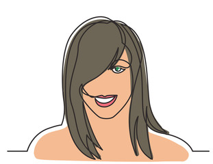 continuous line drawing of healthy beautiful young woman on white background