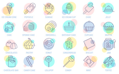 sweets vector icon set