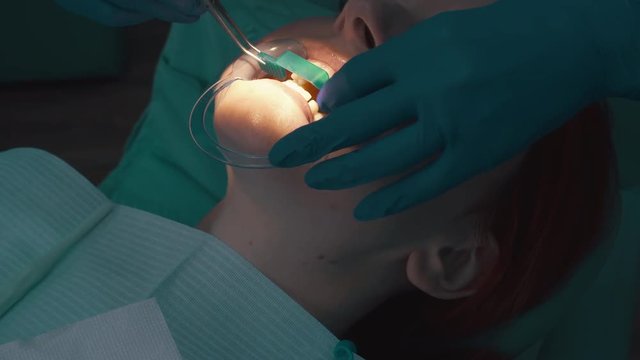 Installation of isoblock to fix bite for tooth whitening procedure