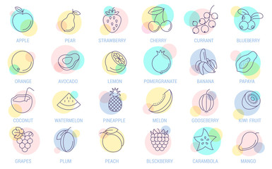  fruits vector icon set