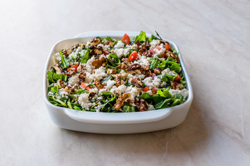 Curd Cheese Salad with Walnut, Arugula Rucola or Rocket Leaves / Cottage Salad.