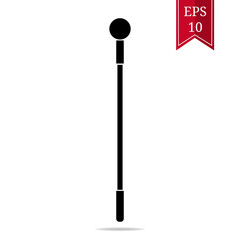 Silhouette Staff Icon isolated on white background. Magic Wand Weapon. Low Grade Mage Wand. Vector Illustration for Design, Game, Card, Web.