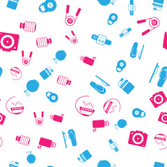 Seamless pattern with symbols of healthy lifestyle, fitness and sports nutrition.