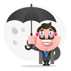 Man With Umbrella, Vector Illustration For Your Design