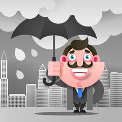 Man With Umbrella, Vector Illustration For Your Design