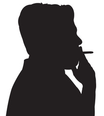 Obraz na płótnie Canvas man smoking head, silhoueyye vector