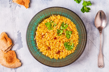 Lentil soup (Masoor Dal or Dal Tadka Curry)