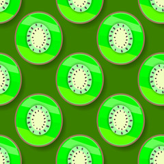 Vector Seamless Background With Green Kiwi For Your Products And Business. Vector
