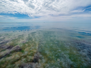 Low dense clouds over the sea.