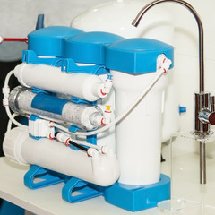 Domestic reverse osmosis filter. Water purification system.