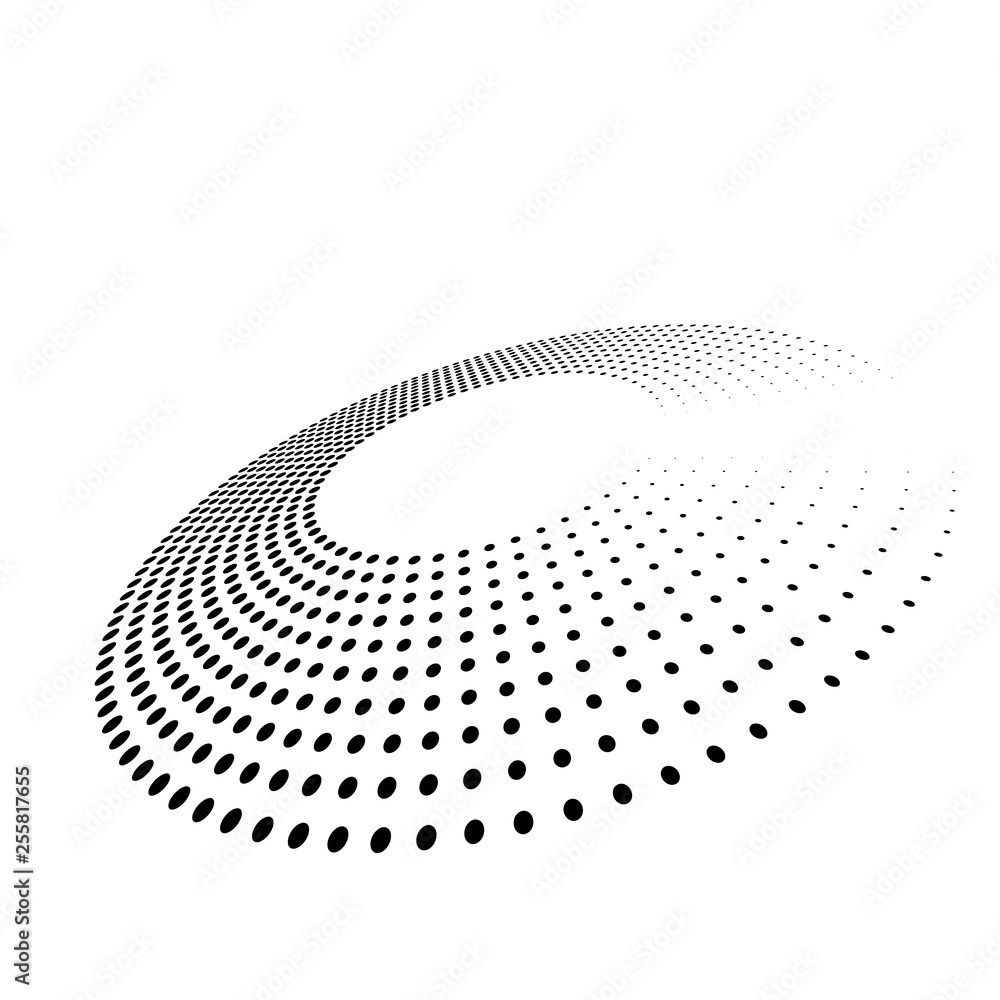 Poster abstract ring of black dots. halftone effect with gradient. modern design vector background
