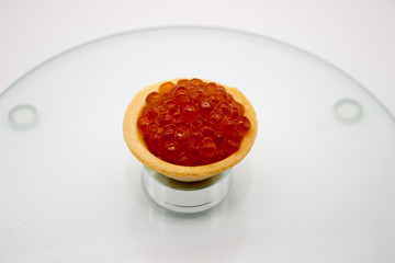 Luxury Red Caviar Background. Food photo concept.