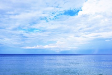 Naklejka na ściany i meble Seascape Blue Sky with Clouds Sea View Stock Photo