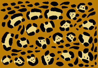 Color Animal print, yellow background, spots of a jaguar. Stock vector illustration.