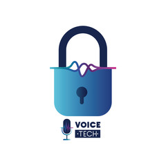 voice tech label with security padlock
