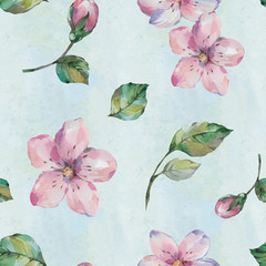 Seamless watercolor flowers pattern. Hand painted flowers of different colors. Flowers for design.