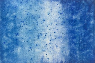 Hand drawn watercolor abstract blue gradient with splash background