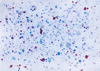 Hand drawn watercolor abstract illustration blue with colorful splash background