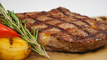 grilled steak with vegetables