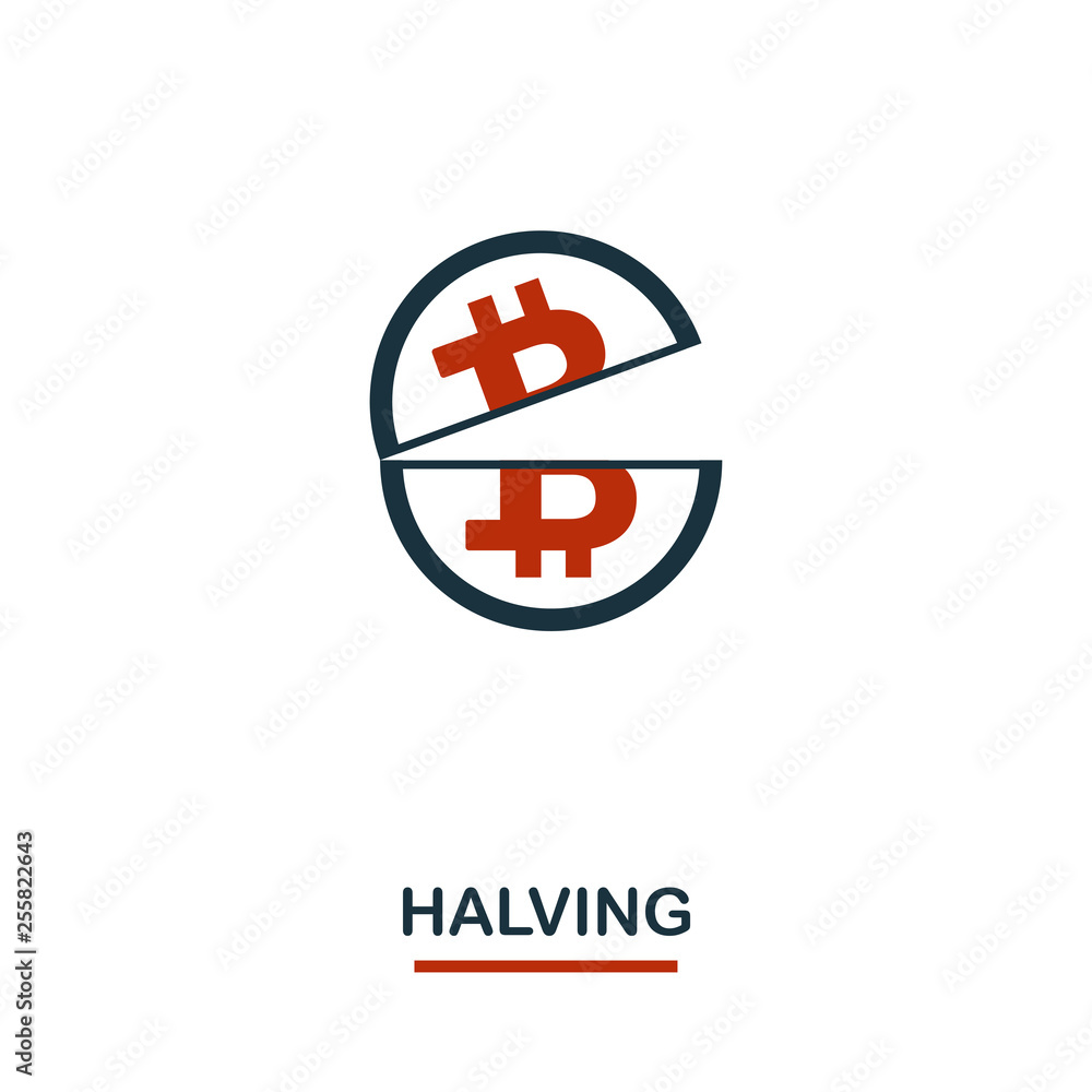 Poster halving icon. creative two colors design from crypto currency icons collection. simple pictogram hal