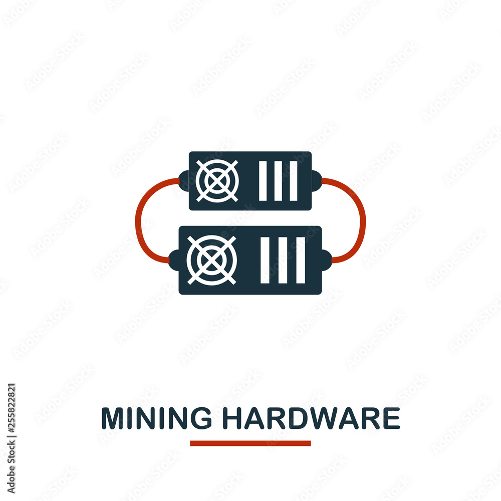 Poster mining hardware icon. creative two colors design from crypto currency icons collection. simple picto