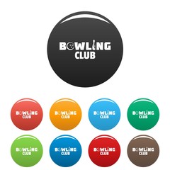Bowling new club icons set 9 color vector isolated on white for any design