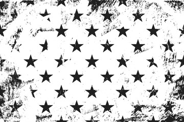 Fototapeta na wymiar Grunge pattern with stars. Horizontal black and white backdrop.