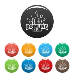 Old bowling icons set 9 color vector isolated on white for any design