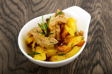 Fried potato with pork