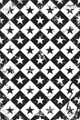 Grunge circus pattern with stars.  Vertical black and white backdrop. - 255824448